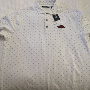 Cutter & Buck White Polo with Gray Pattern